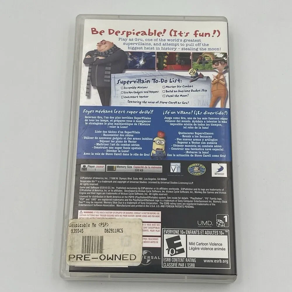 Despicable Me: The Game (Sony PSP, 2010) Complete CIB W/ Manual - CLEAN!